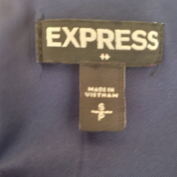 Express Blue Chiffon Long Sleeves Print Dress Size Small - Picture 4 of 4